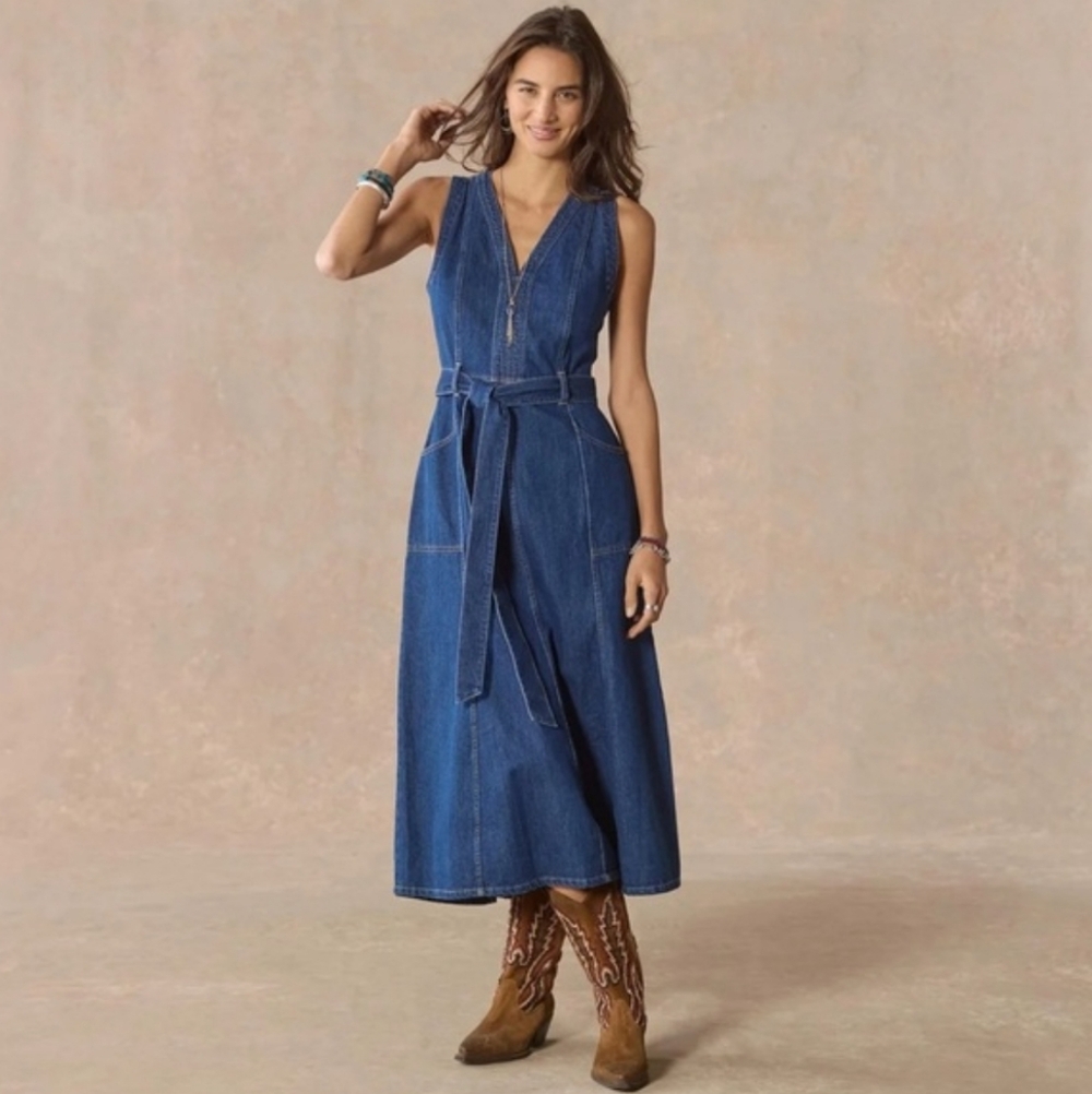 Sundance Living $158 Blue Denim Dress In Size 2P & 4P; One In Each Size NWT